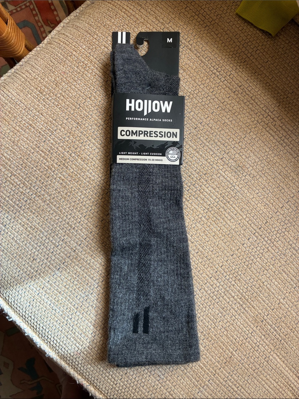 Hollow Dark Gray Compression Alpaca hiking Socks Medium